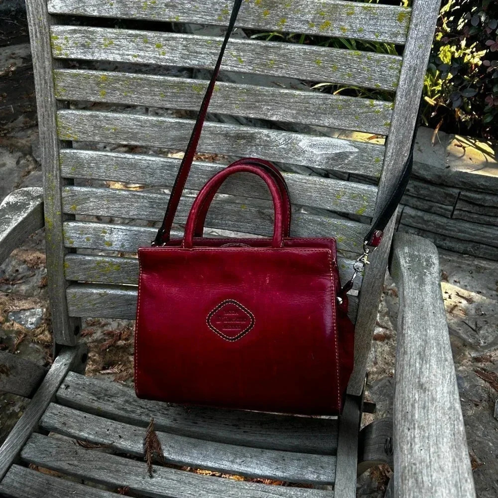 Moda D'Luciano Vintage Red Leather Handbag - Picture 9 of 10